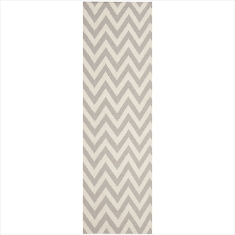 Dhu557c-24 2 Ft. -6 In. X 4 Ft. Runner Contemporary Dhurries, Grey And Ivory, Flatweave Rug