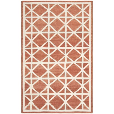 Dhu558a-8 8 Ft. X 10 Ft. Large Rectangle Contemporary Dhurries, Red And Ivory, Flatweave Rug