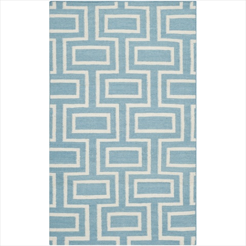 Dhu562a-3 3 Ft. X 5 Ft. Small Rectangle Contemporary Dhurries, Light Blue And Ivory, Flatweave Rug