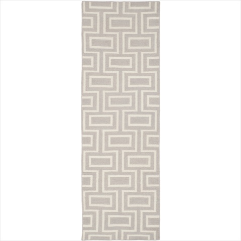 Dhu562b-26 2 Ft. -6 In. X 6 Ft. Runner Contemporary Dhurries, Grey And Ivory, Flatweave Rug