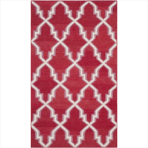 Dhu564a-3 3 Ft. X 5 Ft. Small Rectangle Contemporary Dhurries, Red And Ivory, Flatweave Rug