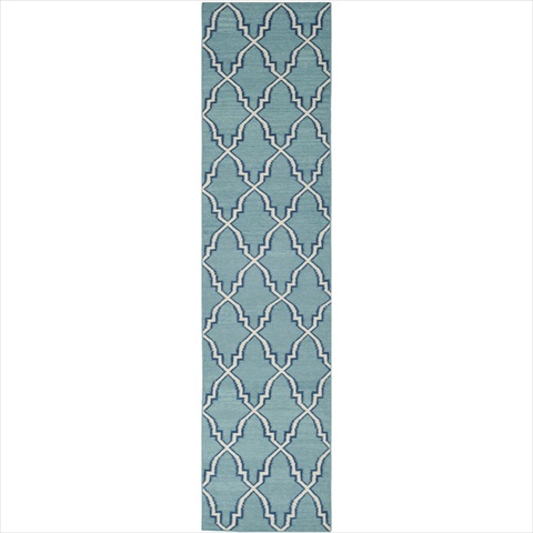 Dhu564b-24 2 Ft. -6 In. X 4 Ft. Runner Contemporary Dhurries, Light Blue And Ivory, Flatweave Rug