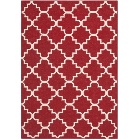 Dhu566b-3 3 Ft. X 5 Ft. Small Rectangle Contemporary Dhurries, Red And Ivory, Flatweave Rug