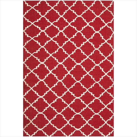 Dhu566b-5 5 Ft. X 8 Ft. Medium Rectangle Contemporary Dhurries, Red And Ivory, Flatweave Rug