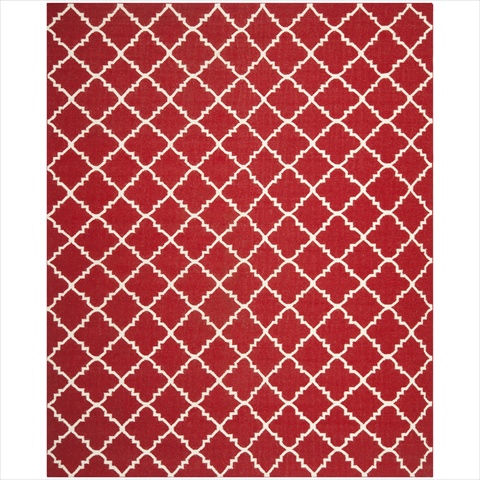 Dhu566b-8 8 Ft. X 10 Ft. Large Rectangle Contemporary Dhurries, Red And Ivory, Flatweave Rug