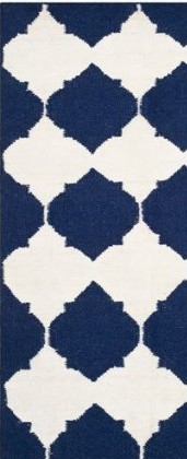 Dhu624d-24 2 Ft. -6 In. X 4 Ft. Runner Contemporary Dhurries, Navy And Ivory, Flatweave Rug