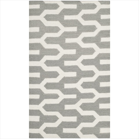 Dhu630a-24 2 Ft. -6 In. X 4 Ft. Runner Contemporary Dhurries, Silver And Ivory, Flatweave Rug