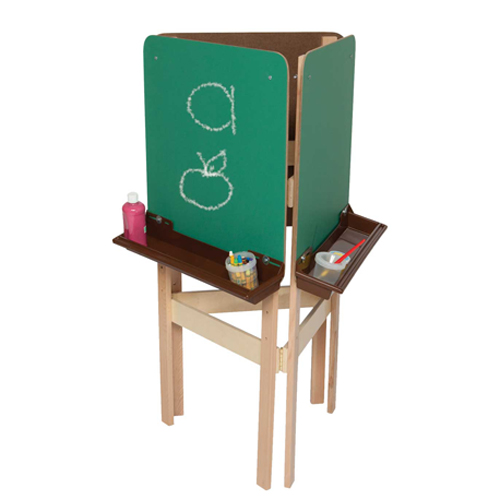 18600bn 3-way Adjustable Easel With Chalkboard & Brown Trays