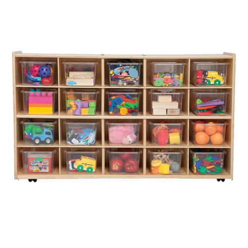 C14501f-c5 20 Tray Storage With Translucent Trays, Assembled With Casters
