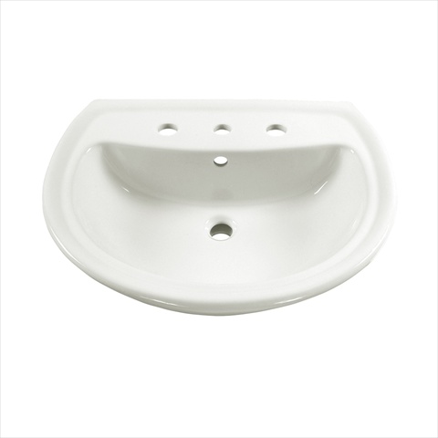 0236008.020 Cadet Pedestal Sink Basin With 8 In. Centers Faucet Holes - White