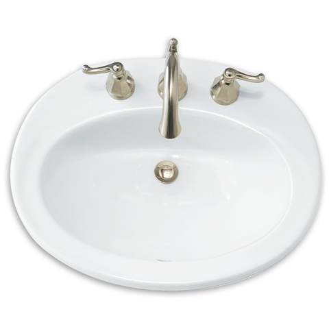 0478403.020 Piazza Countertop Lavatory Sink With 4 In. Centers Faucet Holes - White