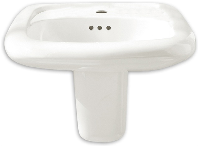 0954004ec.020 Murro Wall Mounted Everclean Lavatory Sink With 4 In Center Faucet Holes Overflow - White