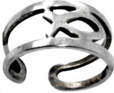 044084 Ichthus Sterling Silver Adjustable Toe Ring