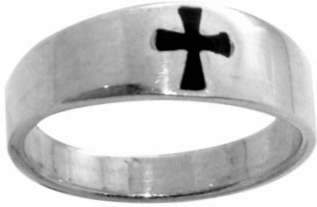 04252x Malta Cross - Enameled Stainless Steel Ring, Size 12