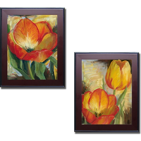1620602m Summer Tulips By Buettner Premium Mahogany Framed Canvas Wall Art Set - 2 Piece