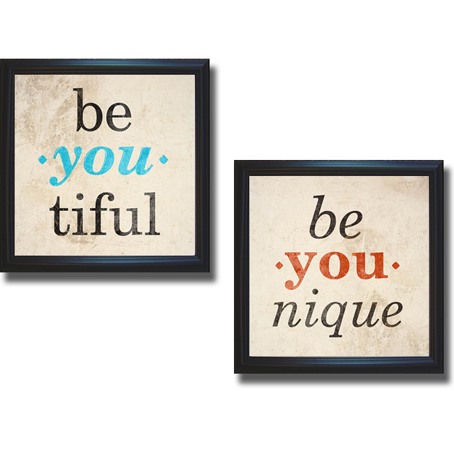 1212616bs Be-you-tiful & Be-you-nique By Sd Graphics Premium Black Framed Canvas Wall Art Set - 2 Piece