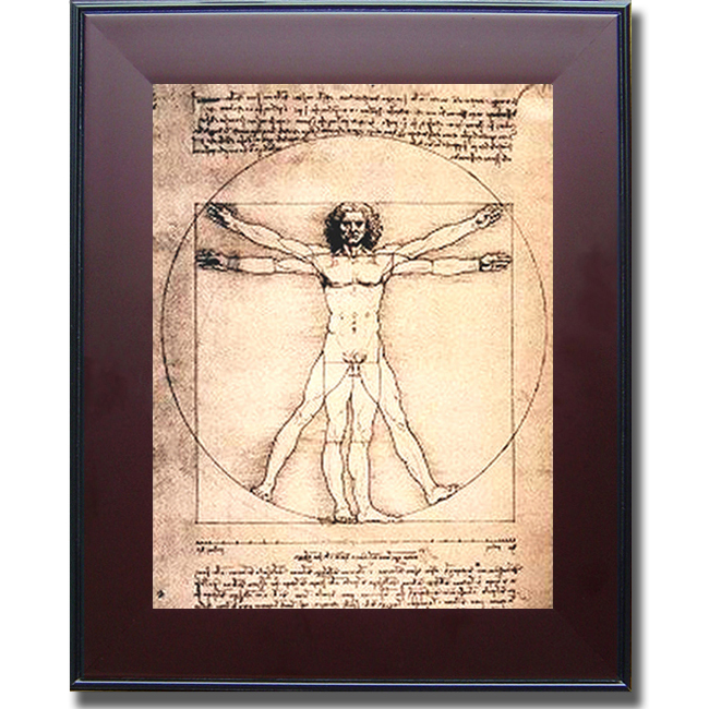 1114642m Vitruvian Man By Da Vinci Premium Mahogany Framed Canvas Wall Art