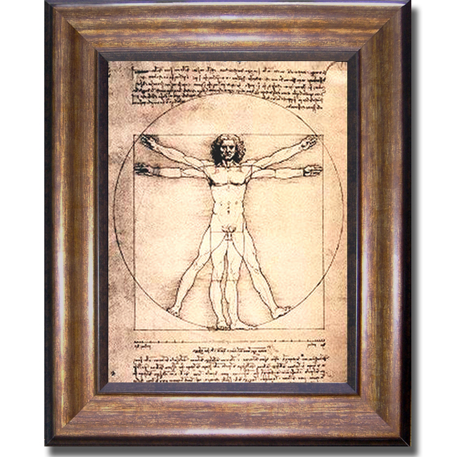 1114643br Vitruvian Man By Da Vinci Premium Bronze Framed Canvas Wall Art