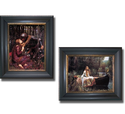 1114664bg La Belle Dame Sans Merci & The Lady Of Shalot By John Waterhouse Premium Black & Gold Framed Canvas Wall Art Set - 2 Piece