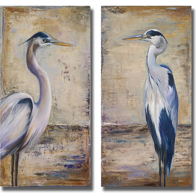 1224679s Blue Heron I & Ii By Patricia Pinto Premium Stretched Canvas Wall Art Set - 2 Piece