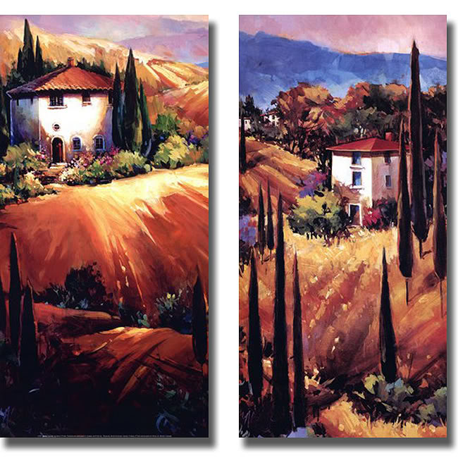 1224693s Tuscan Hills & Golden Tuscany By O Toole Premium Stretched Canvas Wall Art Set - 2 Piece