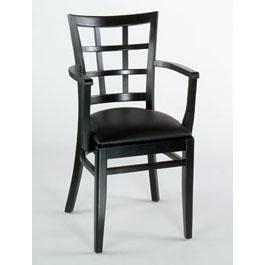 215 Blk-tan Lattice Back Arm Chair Black Frame