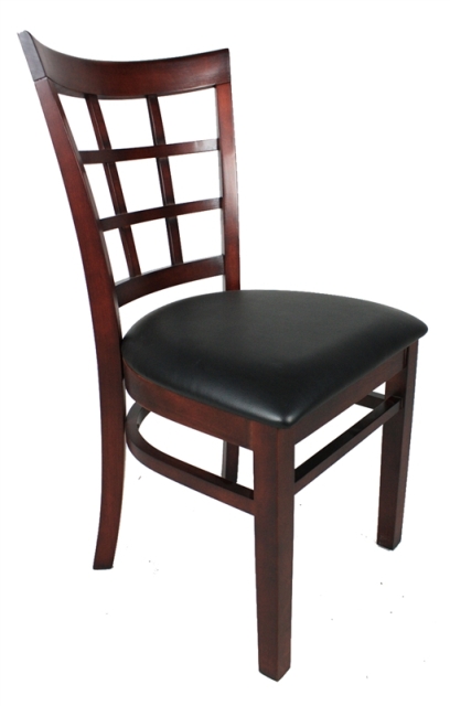 215 M-burgundy Lattice Back Arm Chair Mahogany Frame