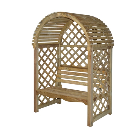 Pervic Victoria Arbor With Seat And Lattice Back And Sides, Natural Finish