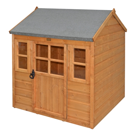 Phlodge Little Lodge Kids Wooden Play House, Honey-brown Finish