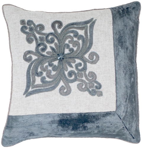 C810 Embroidery On Cotton Velvet Pillow, Wheat Gold