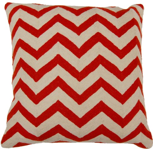 C826 Chevron Coral Hand Embroidery Pillow, Coral