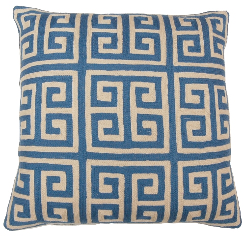 C829 Givenchy Blue Hand Embroidery Pillow, Blue