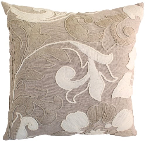 C844 Hand Embroidered Pillow, Natural