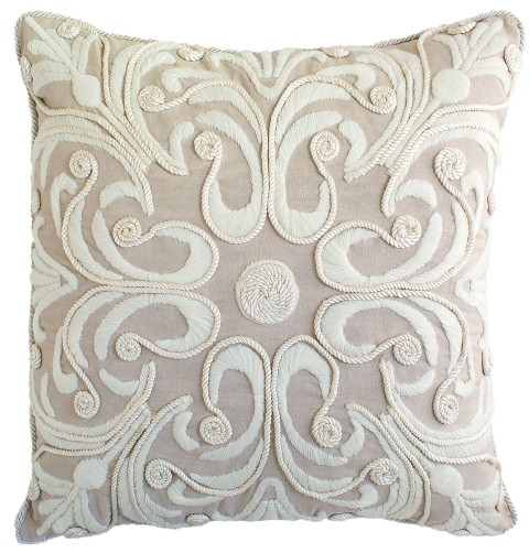 C846 Hand Embroidered Pillow, Natural