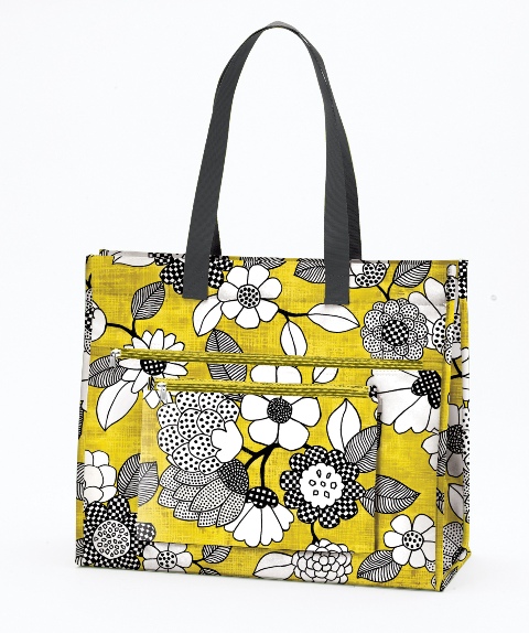 Joann Marrie Designs Nptybf Insulated Tote Bag -yellow And Black Floral, Pack Of 2