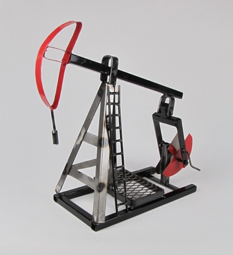 26570 Steel Handmade Oil Pump Jack Table Decor-natural Steel Finish And Lacquered