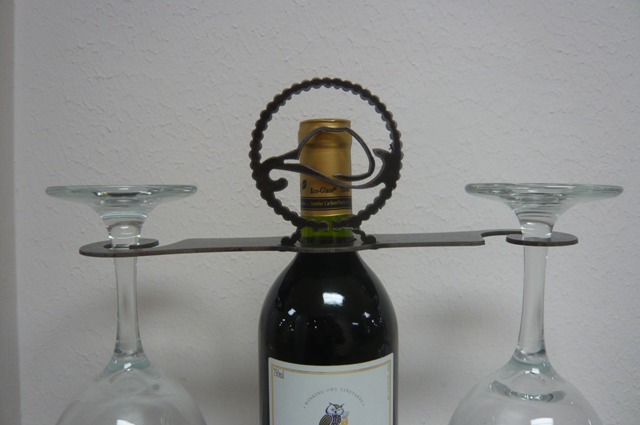 26646 Lazer Cut Steel Cowboy Hat And Lasso 2-stem Glass Bottle Topper Natural Steel Lacquered