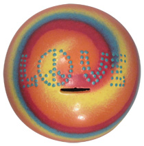 36248 Love Sphere Bank With Removable Bottom Stopper-red Tie Dye