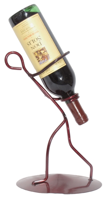 28062 Iron Borracho Wine Bottle Holder, Merlot Finish