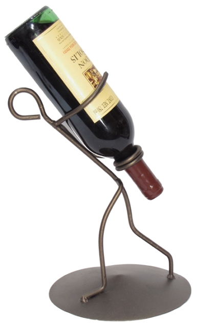 21062 Iron Borracho Wine Bottle Holder, Meteor Finish