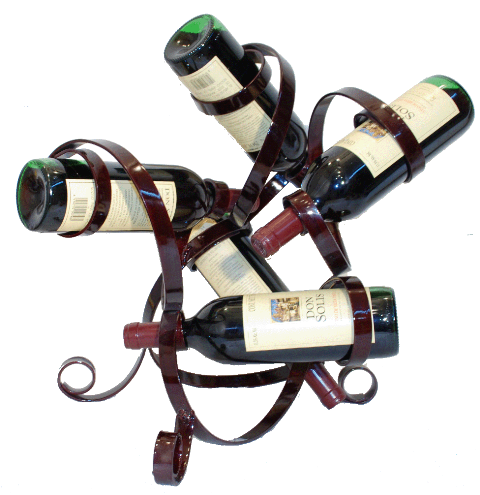 28598 Iron 5 Bottle Wine Holder, Merlot Finish