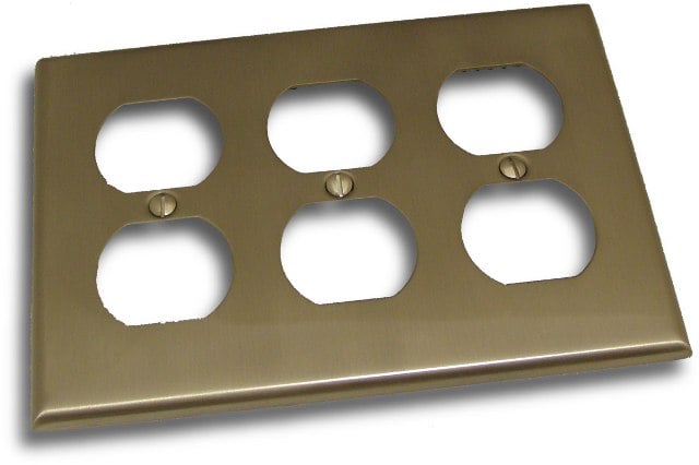 10833sn Triple Receptacle Switch Plate, Satin Nickel