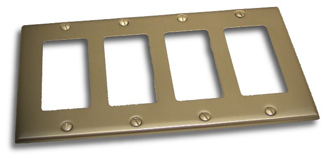 10843sn Quadruple Rocker Switch Plate, Satin Nickel