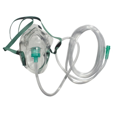 Res2100 Adult Simple Oxygen Mask With 7 Ft. Safety Tubing