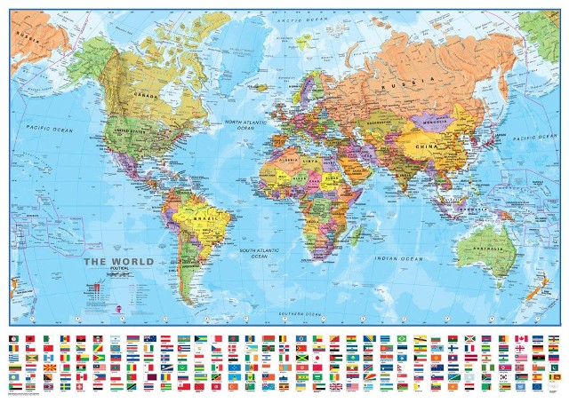 Milwld140 World 1 To 40 Laminated Wall Map