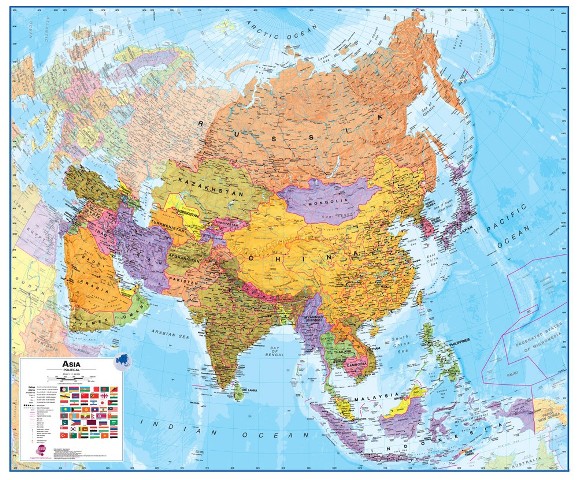 Milasia Asia 1 To 11 Laminated Wall Map
