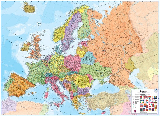 Mileurope Europe 1 To 4.3 Laminated Wall Map
