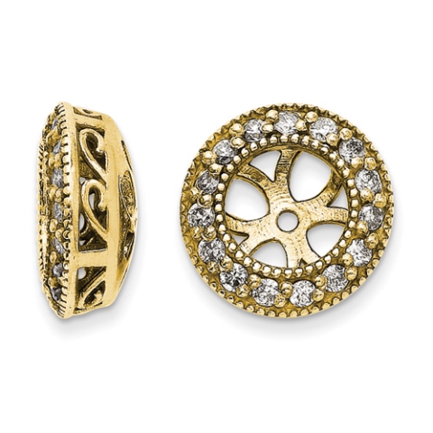 UPC 740702000013 product image for 14K Yellow Gold Ornate Diamond Earring Jackets- Fits 1.33 - 0.5 Ct Stud Earrings | upcitemdb.com