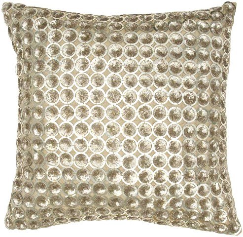 C746 Beadwork On Poly Dupion Pillow, Gold