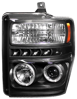 Cws-561b2 Ford Super Duty 2008 - 2010 Head Lamps, Projector With Rings Black